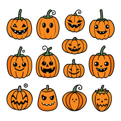 Pumpkin character set halloween