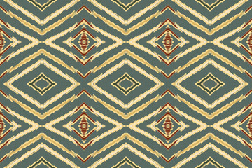 Ethnic ikat design Aztec tribal african art. Seamless pattern in tribal, folk embroidery, and Mexican style. Geometric ornament. Design for print fabric carpet