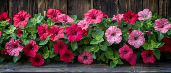 Vibrant Red and Pink Flowers in a Long Planter