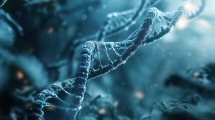 Spiral structure of human DNA, biochemistry concept with DNA molecule, DNA CHAIN. 3d rendered genetic illustration of human dna under microscope