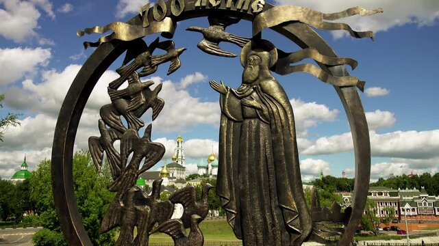 Monument to St. Sergius and birds, Posad, Russia
