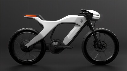 Fototapeta premium A concept of a futuristic and modern design of an electric bicycle or bike for professional and enthusiast cyclists, bikers, for rides in the city and sports activities. Outdoor biking