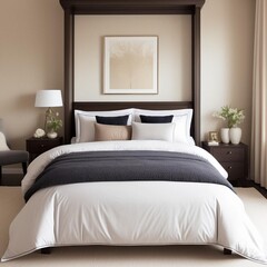 A room with luxurious bedding, generated by AI