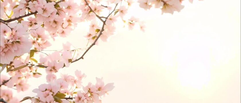 Close up pink cherry blossom tree in spring season. Sakura Flowers in Spring. Sakura flowers. 4k Blooming soft lights