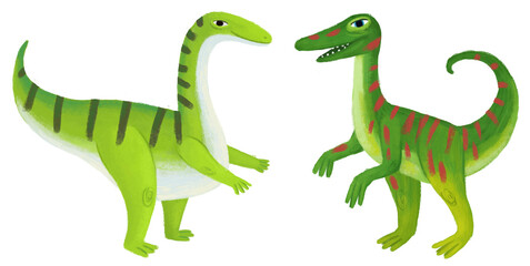 cartoon happy and funny colorful prehistoric dinosaur dino gallimimus isolated illustration for children