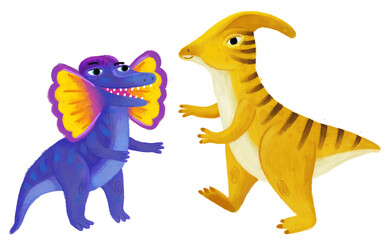 cartoon happy and funny colorful prehistoric dinosaur dino parasaurolupus isolated illustration for children