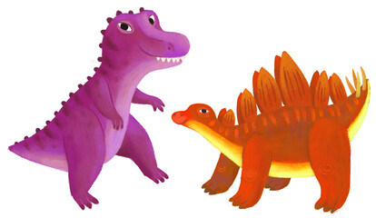 cartoon happy and funny colorful prehistoric dinosaur dino stegosaurus isolated illustration for children © honeyflavour
