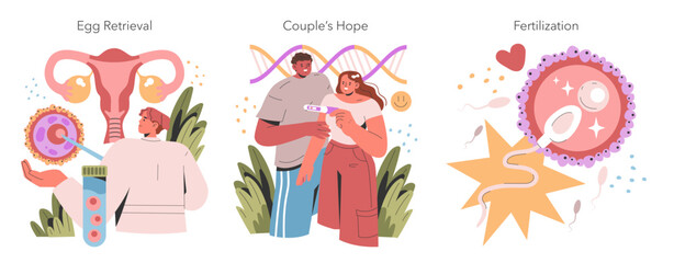 Test Tube Babies. Flat Vector Illustration