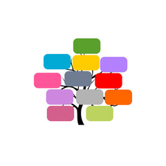 Colorful bubble message leaf tree icon isolated on transparent background