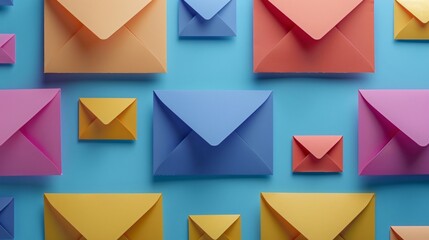 Primary colors highlighting an email marketing scene, showing customer engagement in a professional manner