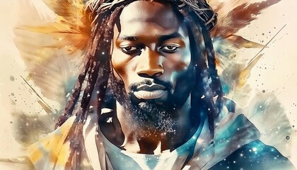 Portrait of African Christ - Depiction of Black Jesus Christ - Peaceful and Calming Image - African Christians Savior of Humanity and Mankind - Unorthodox Image of Christianity