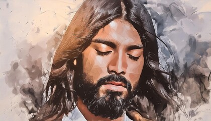 Portrait of African Christ - Depiction of Black Jesus Christ - Peaceful and Calming Image - African Christians Savior of Humanity and Mankind - Unorthodox Image of Christianity