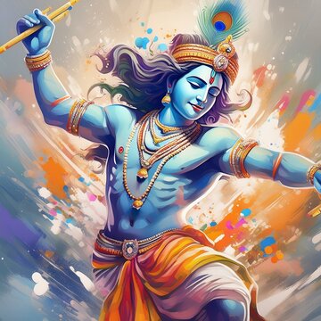 Dancing lord Krishna digital art