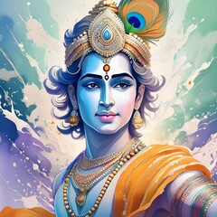 Dancing lord Krishna digital art