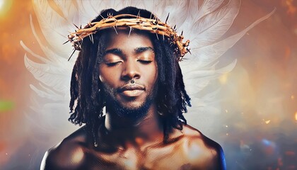 Portrait of African Christ - Depiction of Black Jesus Christ - Peaceful and Calming Image - African Christians Savior of Humanity and Mankind - Unorthodox Image of Christianity