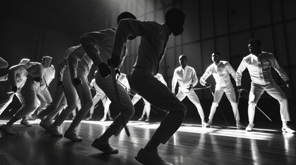 Olympic fencer displays precise footwork in dynamic lunge with exceptional agility