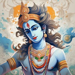 Dancing lord Krishna digital art