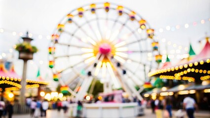 Amusement Park Blur - A blurred background of an amusement park with colorful rides and attractions.
