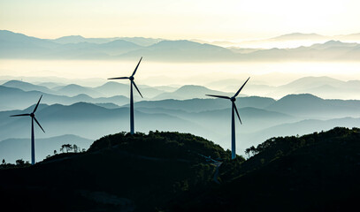 wind turbines in the mountains