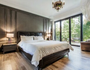 Modern eingerichtetes großes schlafzimme