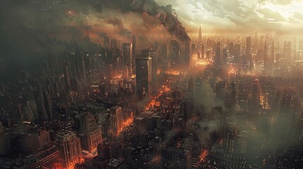 Fototapeta premium City in chaos during a financial crisis, people in distress