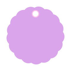 A purple scalloped tag , label