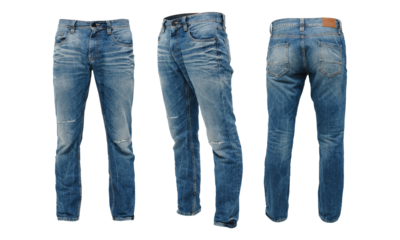 men's medium blue jeans isolated on transparent background