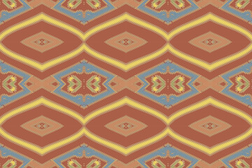 Ikat tribal Indian seamless pattern. Ethnic Aztec fabric carpet mandala ornament native boho chevron textile.Geometric