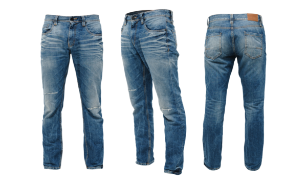 men's medium blue jeans isolated on transparent background