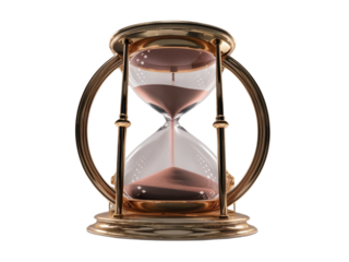 an hourglass with sand on a transparent background