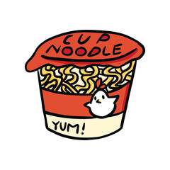 cute kawaii noodle cup illustration
