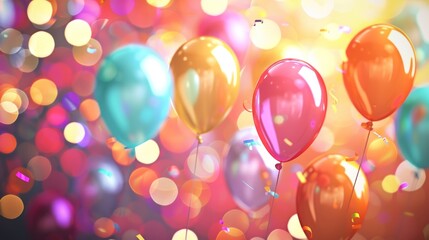 Colorful Balloons and Confetti.