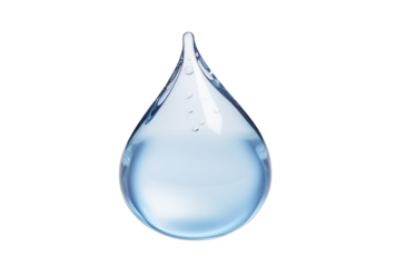 light blue drop of water on a transparent background