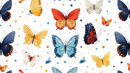 Watercolor Butterflies Seamless Pattern Design