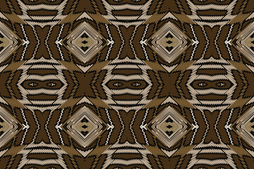 Ikat tribal Indian seamless pattern. Ethnic Aztec fabric carpet mandala ornament native boho chevron textile.Geometric