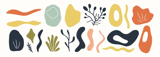 Set of abstract organic shape. hand drawn doodle art. vector blob