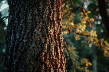 
close up of trunk of tree in forest 