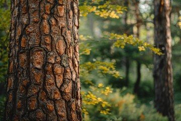 
close up of trunk of tree in forest 