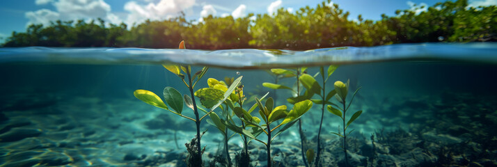 World Environment Day, Mangrove trees capture CO2 from the atmosphere, carbon capture concept, natural carbon sinks, green mangrove forest, blue carbon ecosystems 