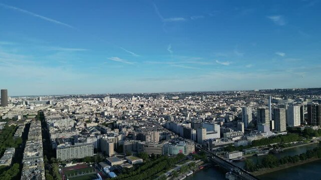 Paris, FRANCE: The Olympic Rings installed on the Eiffel Tower ahead of the Paris 2024 Olympic Games.