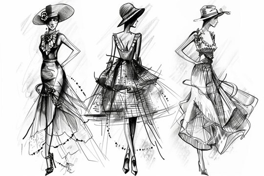 
Hand drawn sketches for new fashion collection