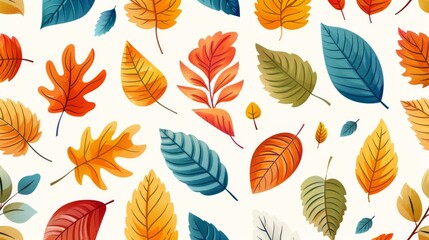 Obraz premium Colorful autumn leaves seamless pattern background
