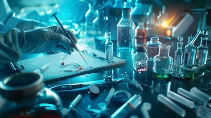 Mysterious Medical Scene with Scalpel and Devil's Walking Stick