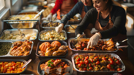 Food donations of thanksgiving and a takeaway