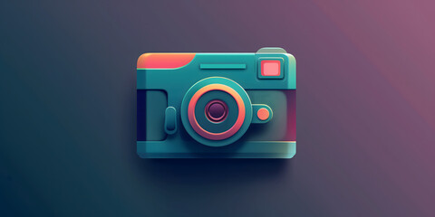 Fototapeta premium Digital Camera on gradient background world photography day concept 