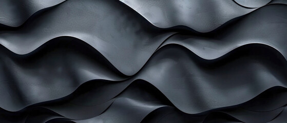 Obraz premium Abstract luxury, elegant soft smooth black gray color waving concrete stone cement or silk satin fabric waves curves 3d wall texture gradient background illustration for webdesign or business
