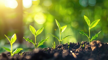 The seedling grows with the working axes of growth. Young plants grow.