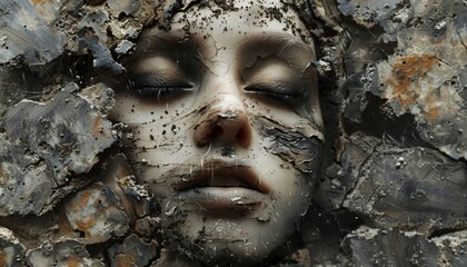 Portrait of a woman with a cosmetic facial mask.