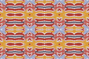 Ethnic abstract ikat art. Seamless pattern in tribal, folk embroidery, and Mexican style. Aztec geometric art ornament print.Design for carpet, wallpaper
