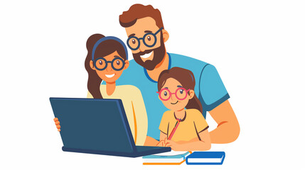 family together on a facetime call in front of laptop